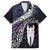 New Zealand Aotearoa Family Matching Off The Shoulder Long Sleeve Dress and Hawaiian Shirt Maori Hei Rehua Paua Shell Glitter Purple