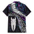 New Zealand Aotearoa Family Matching Off The Shoulder Long Sleeve Dress and Hawaiian Shirt Maori Hei Rehua Paua Shell Glitter Purple