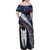 New Zealand Aotearoa Family Matching Off Shoulder Maxi Dress and Hawaiian Shirt Maori Hei Rehua Paua Shell Glitter Purple