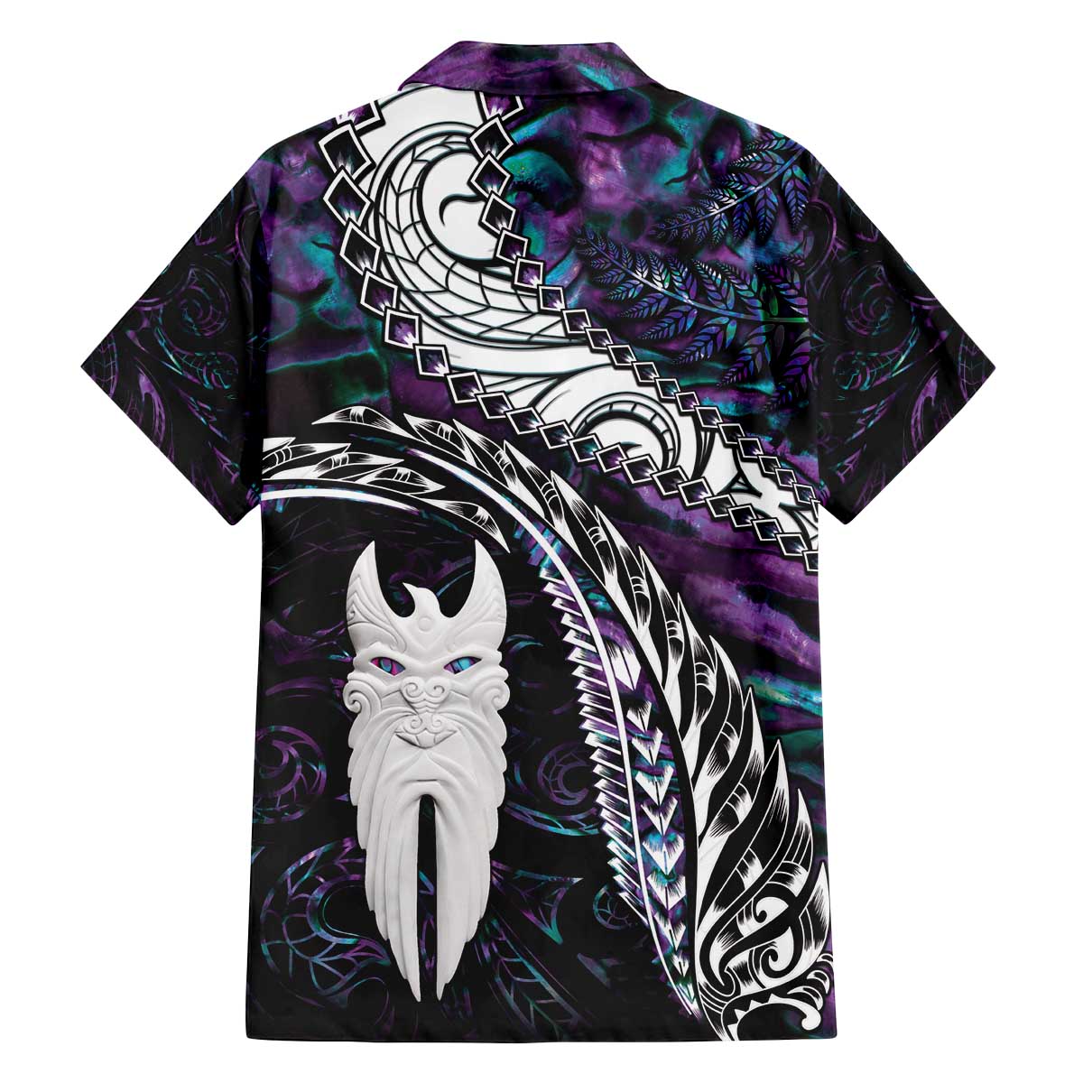 New Zealand Aotearoa Family Matching Puletasi and Hawaiian Shirt Maori Hei Rehua Paua Shell Glitter Purple