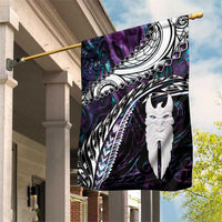 New Zealand Aotearoa Garden Flag Maori Hei Rehua Paua Shell Glitter Purple LT05 House Flag Purple - Polynesian Pride