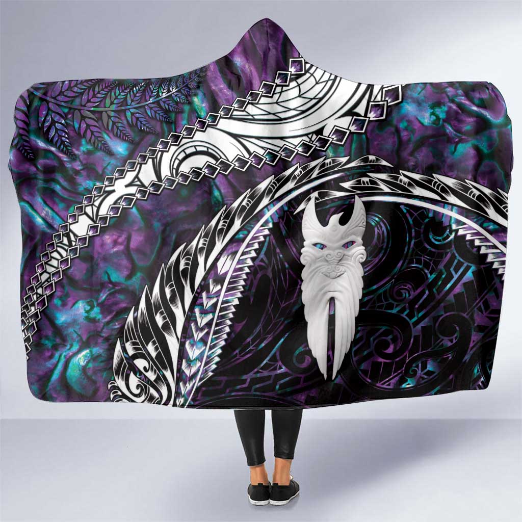 New Zealand Aotearoa Hooded Blanket Maori Hei Rehua Paua Shell Glitter Purple LT05 One Size Purple - Polynesian Pride