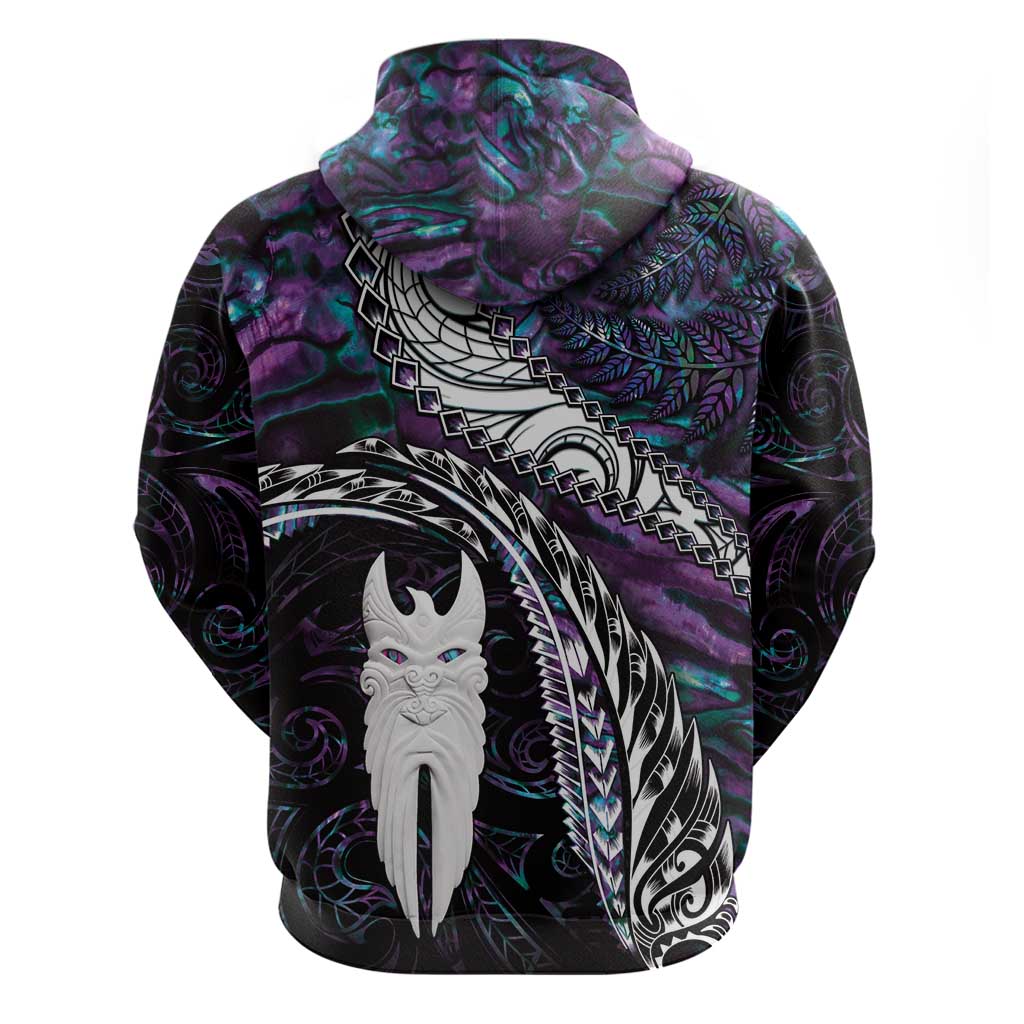 New Zealand Aotearoa Hoodie Maori Hei Rehua Paua Shell Glitter Purple