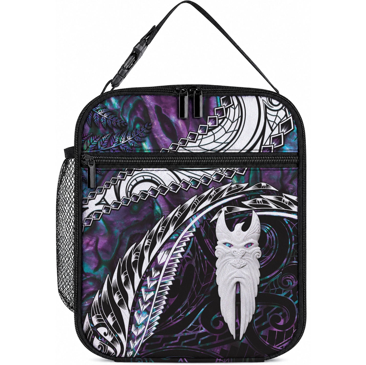 New Zealand Aotearoa Lunch Bag Maori Hei Rehua Paua Shell Glitter Purple LT05 10.2 × 8.3 × 4.3 inch Purple - Polynesian Pride