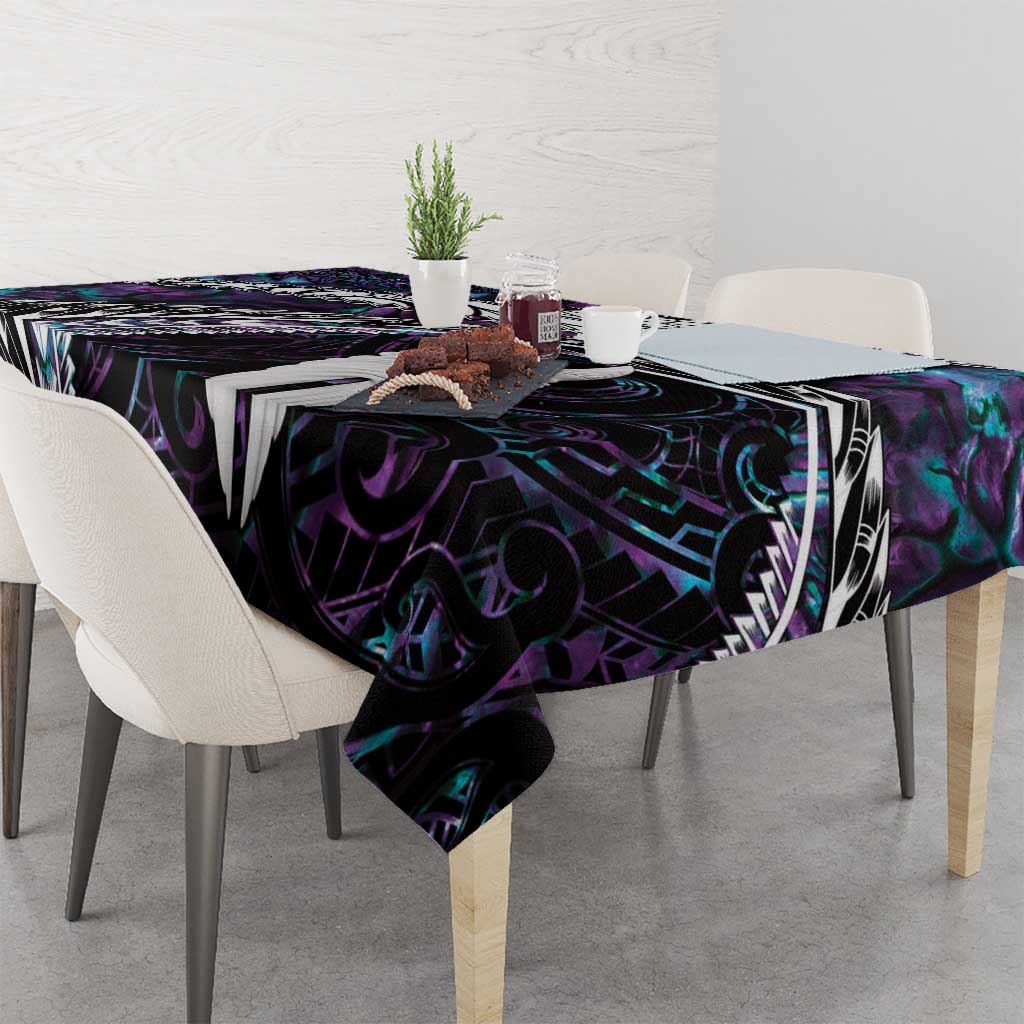 New Zealand Aotearoa Tablecloth Maori Hei Rehua Paua Shell Glitter Purple LT05 - Polynesian Pride
