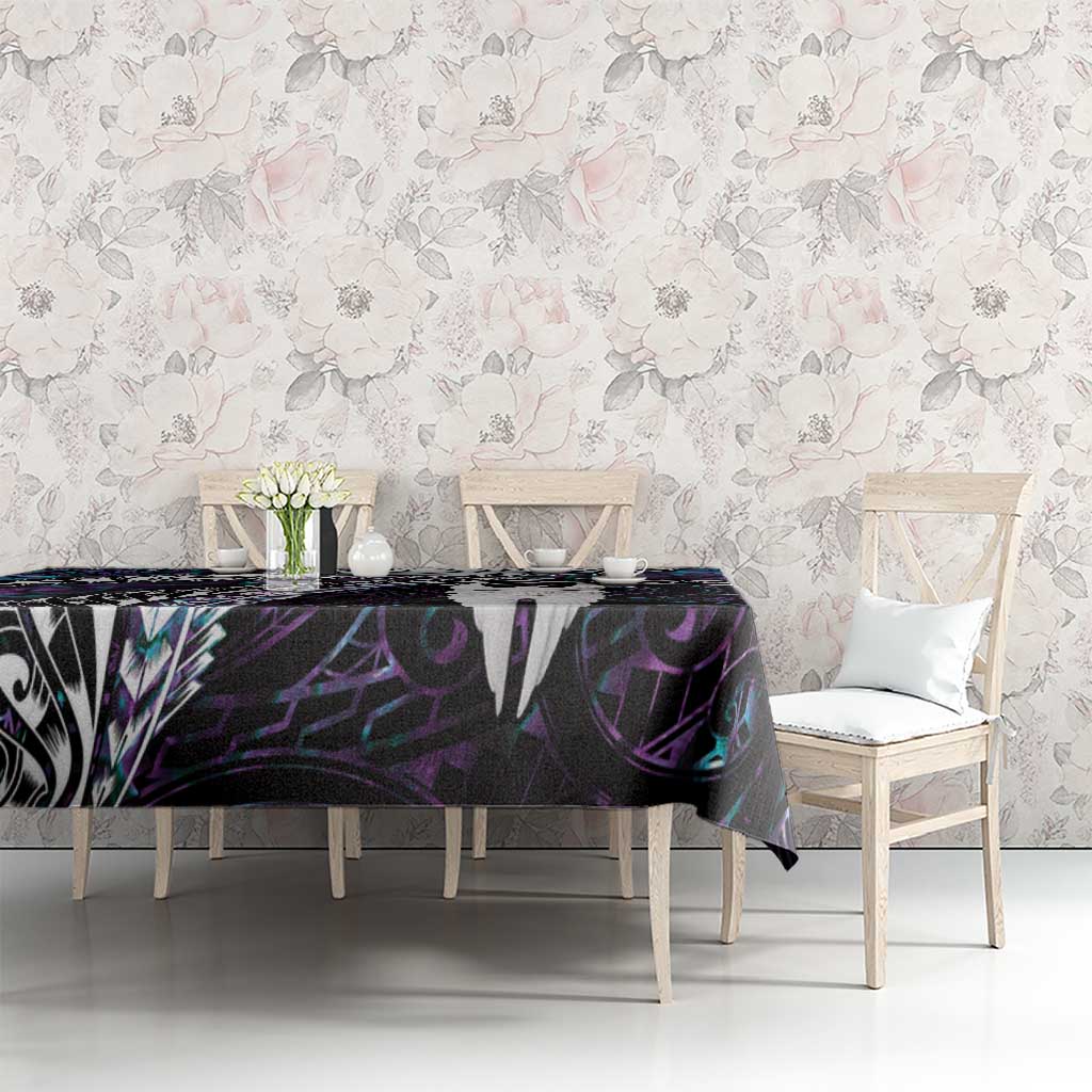 New Zealand Aotearoa Tablecloth Maori Hei Rehua Paua Shell Glitter Purple LT05 - Polynesian Pride