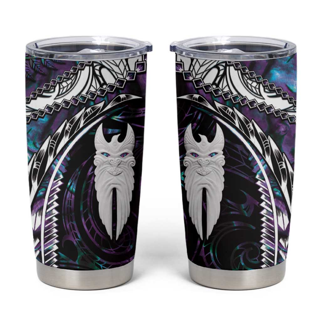 New Zealand Aotearoa Tumbler Cup Maori Hei Rehua Paua Shell Glitter Purple