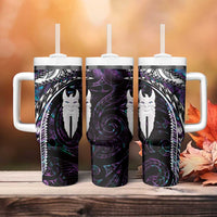 New Zealand Aotearoa Tumbler With Handle Maori Hei Rehua Paua Shell Glitter Purple LT05 - Polynesian Pride
