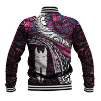 New Zealand Aotearoa Baseball Jacket Maori Hei Rehua Paua Shell Glitter Pink LT05 - Polynesian Pride
