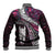 New Zealand Aotearoa Baseball Jacket Maori Hei Rehua Paua Shell Glitter Pink