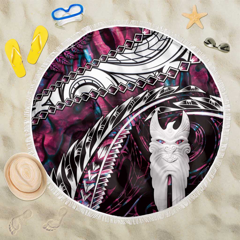 New Zealand Aotearoa Beach Blanket Maori Hei Rehua Paua Shell Glitter Pink LT05 One Size 150cm Pink - Polynesian Pride