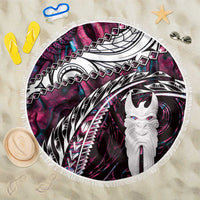 New Zealand Aotearoa Beach Blanket Maori Hei Rehua Paua Shell Glitter Pink LT05 One Size 150cm Pink - Polynesian Pride
