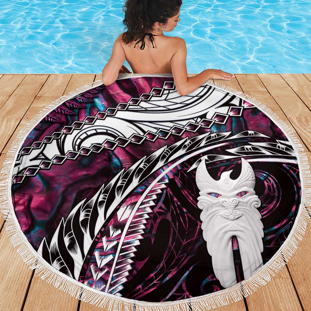 New Zealand Aotearoa Beach Blanket Maori Hei Rehua Paua Shell Glitter Pink LT05 - Polynesian Pride