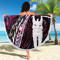 New Zealand Aotearoa Beach Blanket Maori Hei Rehua Paua Shell Glitter Pink LT05 - Polynesian Pride
