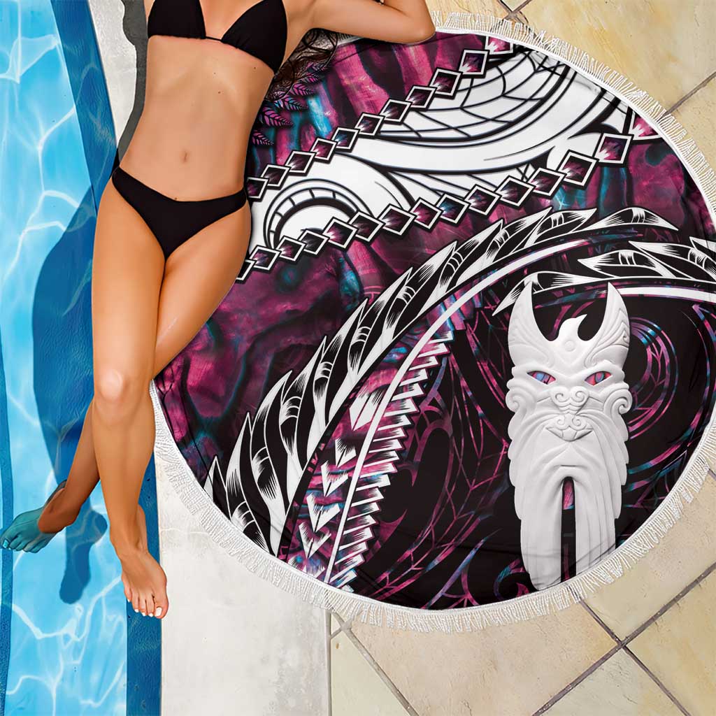 New Zealand Aotearoa Beach Blanket Maori Hei Rehua Paua Shell Glitter Pink LT05 - Polynesian Pride