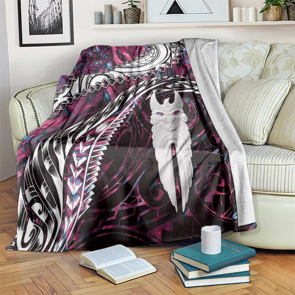 New Zealand Aotearoa Blanket Maori Hei Rehua Paua Shell Glitter Pink LT05 Pink - Polynesian Pride