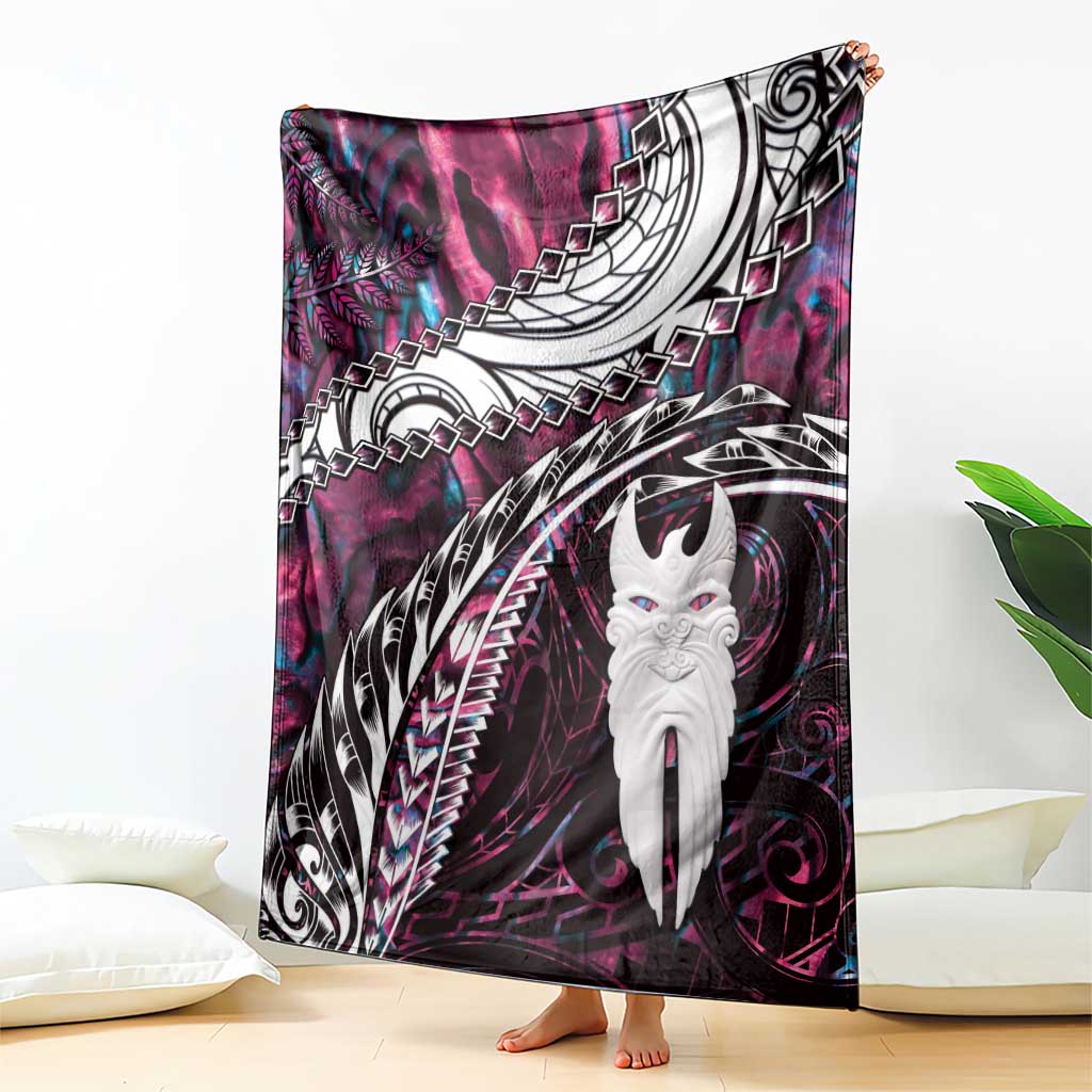 New Zealand Aotearoa Blanket Maori Hei Rehua Paua Shell Glitter Pink LT05 - Polynesian Pride