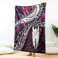 New Zealand Aotearoa Blanket Maori Hei Rehua Paua Shell Glitter Pink LT05 - Polynesian Pride