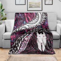 New Zealand Aotearoa Blanket Maori Hei Rehua Paua Shell Glitter Pink LT05 - Polynesian Pride