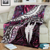 New Zealand Aotearoa Blanket Maori Hei Rehua Paua Shell Glitter Pink LT05 - Polynesian Pride