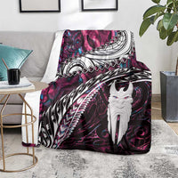 New Zealand Aotearoa Blanket Maori Hei Rehua Paua Shell Glitter Pink LT05 - Polynesian Pride