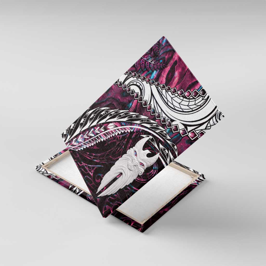New Zealand Aotearoa Canvas Wall Art Maori Hei Rehua Paua Shell Glitter Pink LT05 With Frame Pink - Polynesian Pride