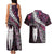 New Zealand Aotearoa Couples Matching Tank Maxi Dress and Hawaiian Shirt Maori Hei Rehua Paua Shell Glitter Pink