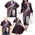 New Zealand Aotearoa Family Matching Off The Shoulder Long Sleeve Dress and Hawaiian Shirt Maori Hei Rehua Paua Shell Glitter Pink