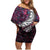 New Zealand Aotearoa Family Matching Off Shoulder Short Dress and Hawaiian Shirt Maori Hei Rehua Paua Shell Glitter Pink