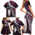 New Zealand Aotearoa Family Matching Short Sleeve Bodycon Dress and Hawaiian Shirt Maori Hei Rehua Paua Shell Glitter Pink