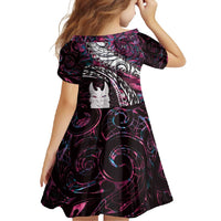 New Zealand Aotearoa Family Matching Tank Maxi Dress and Hawaiian Shirt Maori Hei Rehua Paua Shell Glitter Pink LT05 - Polynesian Pride