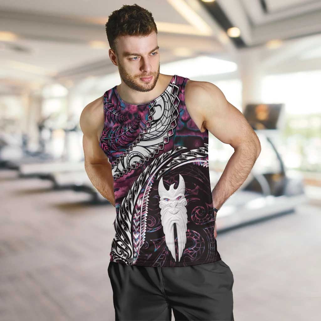 New Zealand Aotearoa Men Tank Top Maori Hei Rehua Paua Shell Glitter Pink LT05 Pink - Polynesian Pride