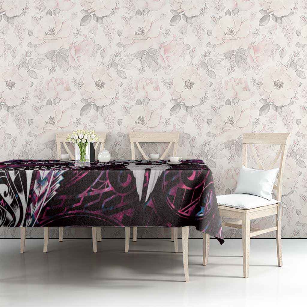 New Zealand Aotearoa Tablecloth Maori Hei Rehua Paua Shell Glitter Pink LT05 - Polynesian Pride
