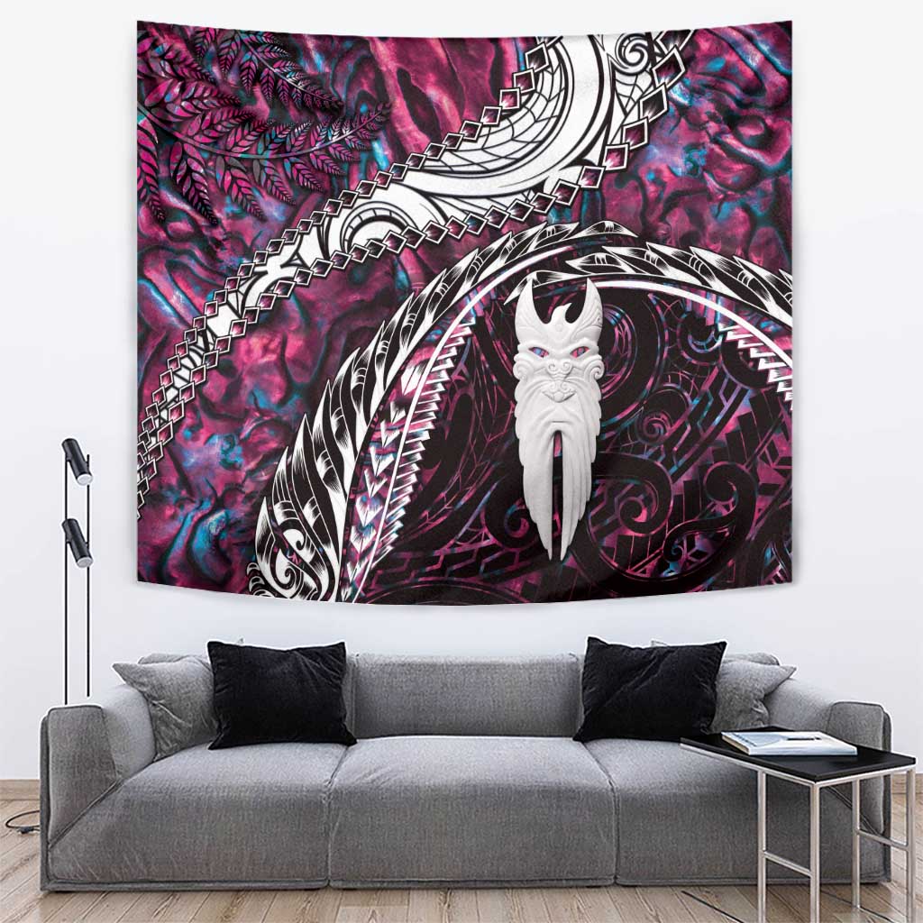 New Zealand Aotearoa Tapestry Maori Hei Rehua Paua Shell Glitter Pink