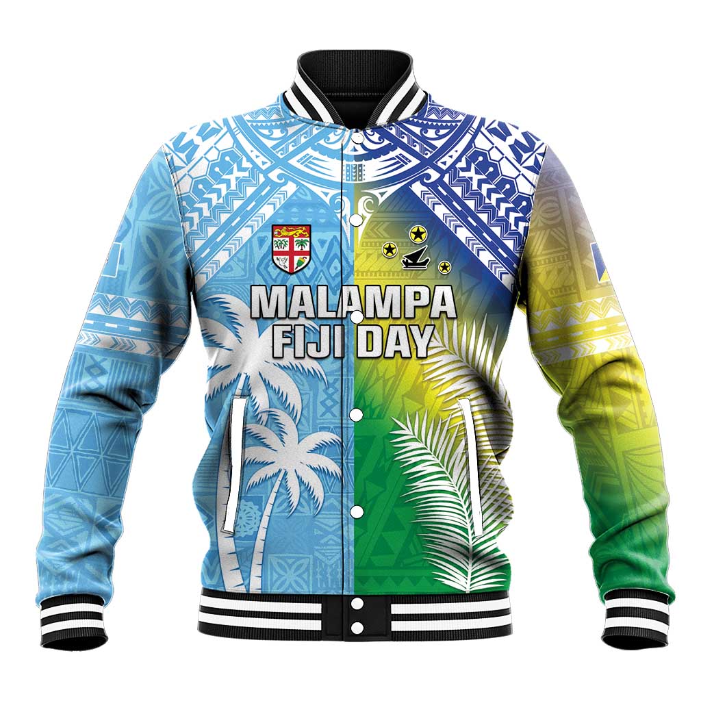 Personalised Happy Malampa Fiji Day Baseball Jacket Half Mix Style