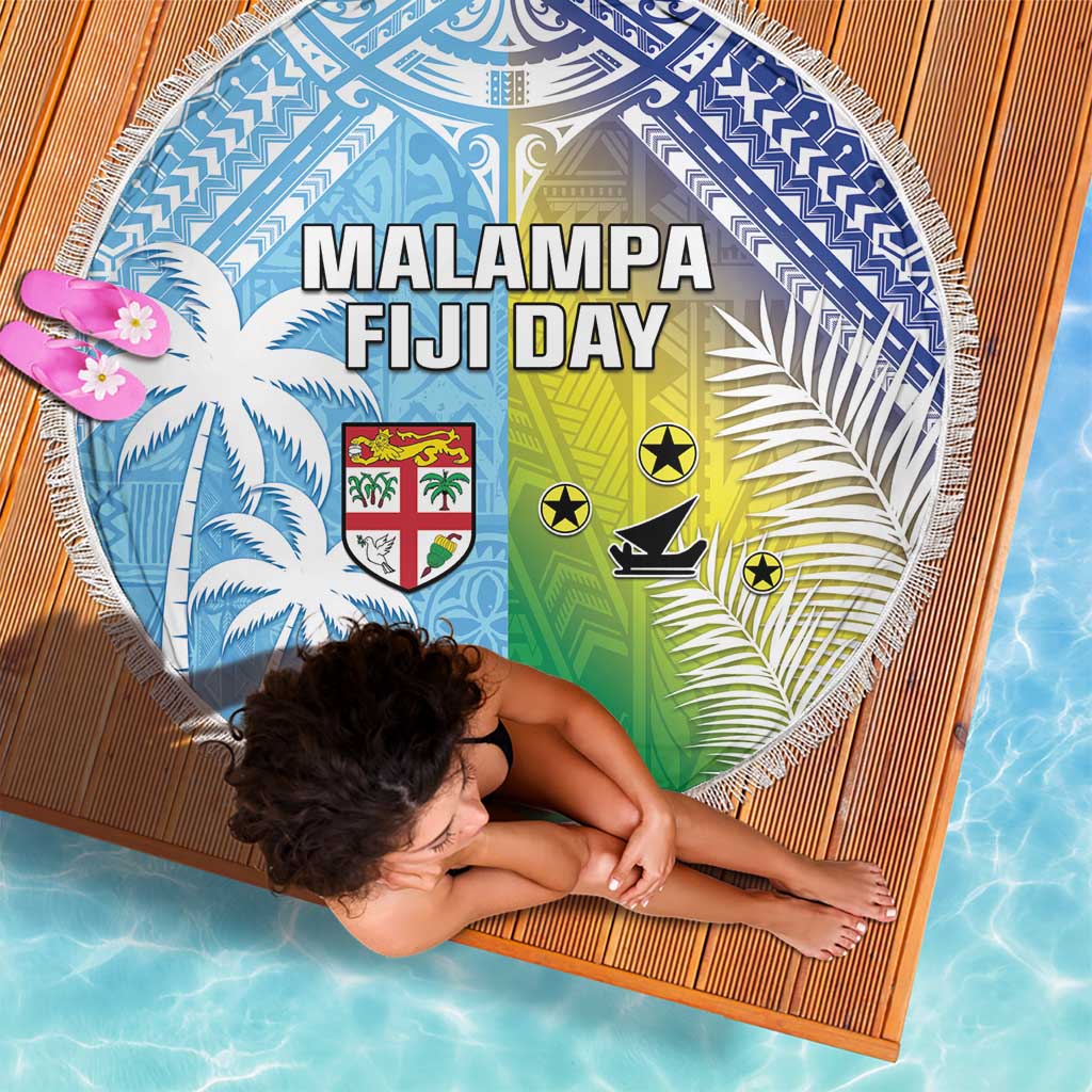Happy Malampa Fiji Day Beach Blanket Half Mix Style LT05 - Polynesian Pride