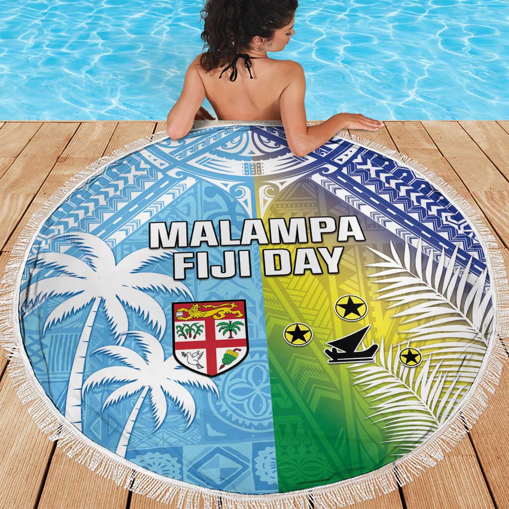 Happy Malampa Fiji Day Beach Blanket Half Mix Style LT05 - Polynesian Pride