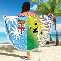 Happy Malampa Fiji Day Beach Blanket Half Mix Style LT05 - Polynesian Pride