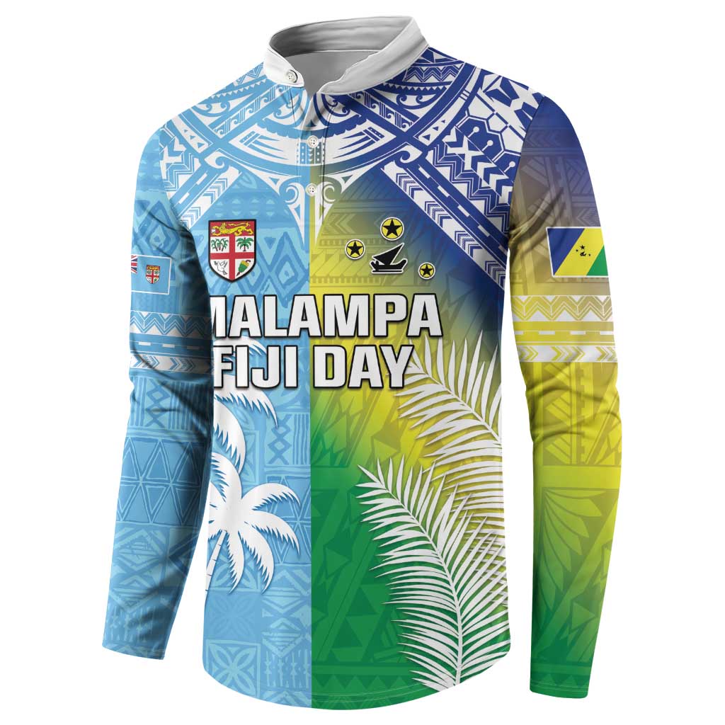 Personalised Happy Malampa Fiji Day Button Sweatshirt Half Mix Style LT05 - Polynesian Pride