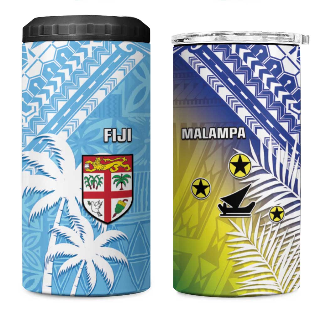 Happy Malampa Fiji Day 4 in 1 Can Cooler Tumbler Half Mix Style