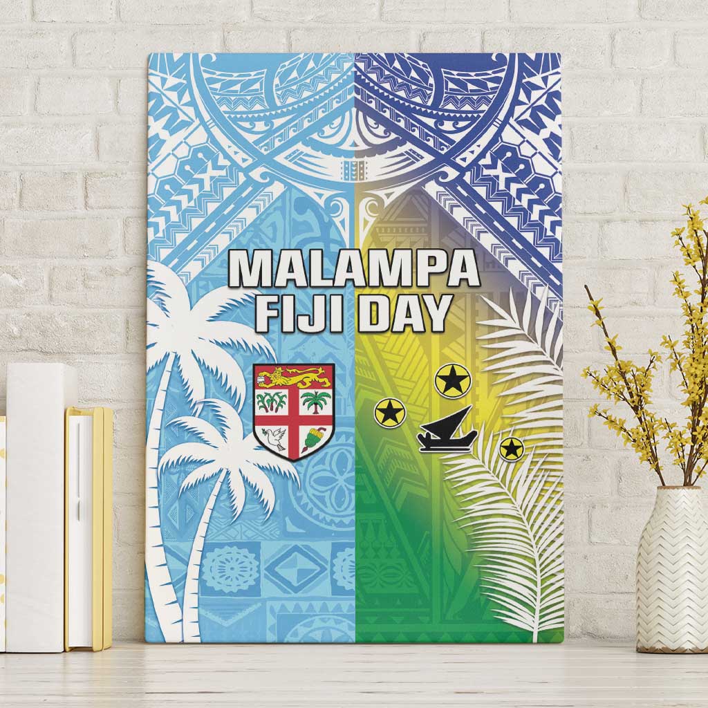 Happy Malampa Fiji Day Canvas Wall Art Half Mix Style LT05 Without Frame Blue - Polynesian Pride