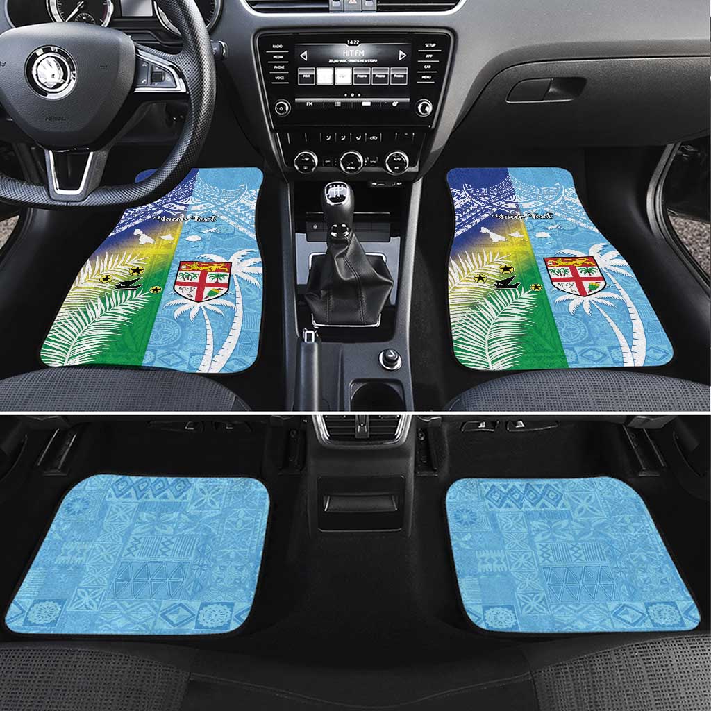 Happy Malampa Fiji Day Car Mats Half Mix Style LT05 Set 4pcs Blue - Polynesian Pride