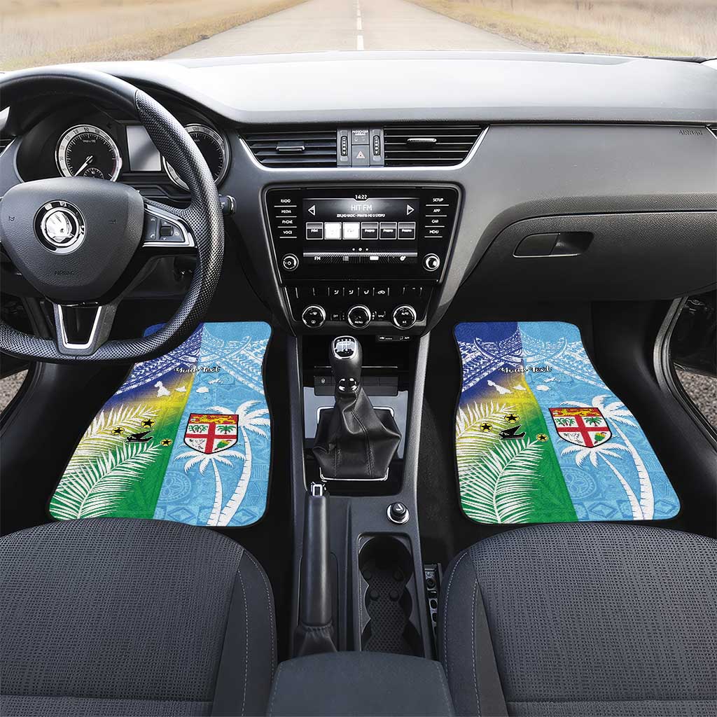 Happy Malampa Fiji Day Car Mats Half Mix Style LT05 Set 2pcs - Front Blue - Polynesian Pride