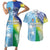 Personalised Happy Malampa Fiji Day Couples Matching Short Sleeve Bodycon Dress and Hawaiian Shirt Half Mix Style