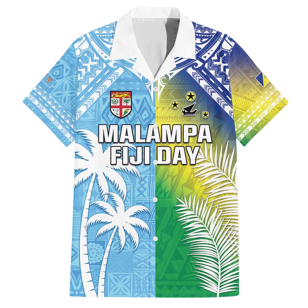 Personalised Happy Malampa Fiji Day Family Matching Long Sleeve Bodycon Dress and Hawaiian Shirt Half Mix Style