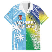 Personalised Happy Malampa Fiji Day Family Matching Summer Maxi Dress and Hawaiian Shirt Half Mix Style LT05 Dad's Shirt - Short Sleeve Blue - Polynesian Pride