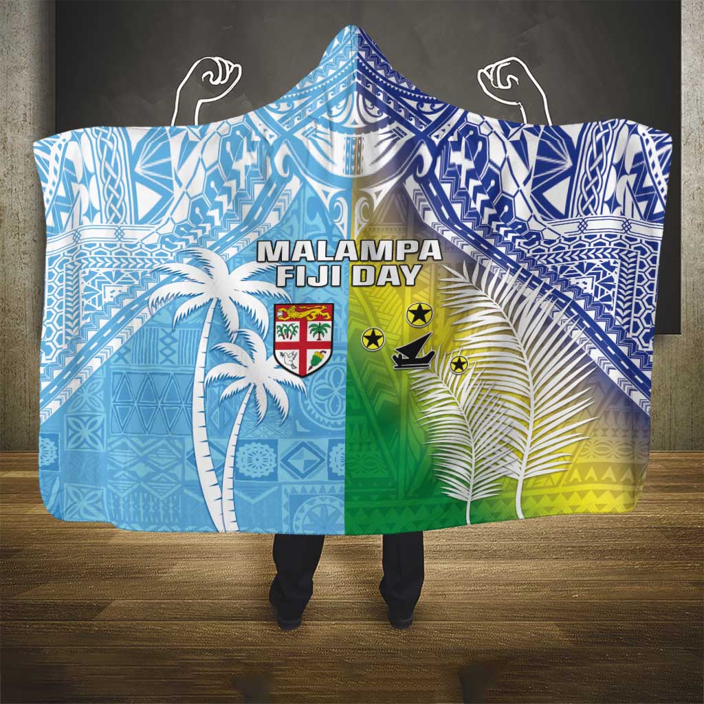 Happy Malampa Fiji Day Hooded Blanket Half Mix Style LT05 - Polynesian Pride