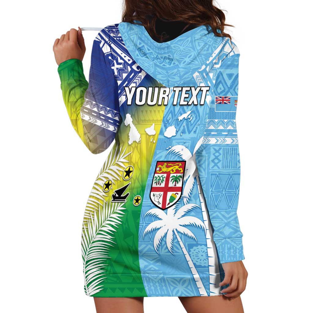 Personalised Happy Malampa Fiji Day Hoodie Dress Half Mix Style LT05 - Polynesian Pride