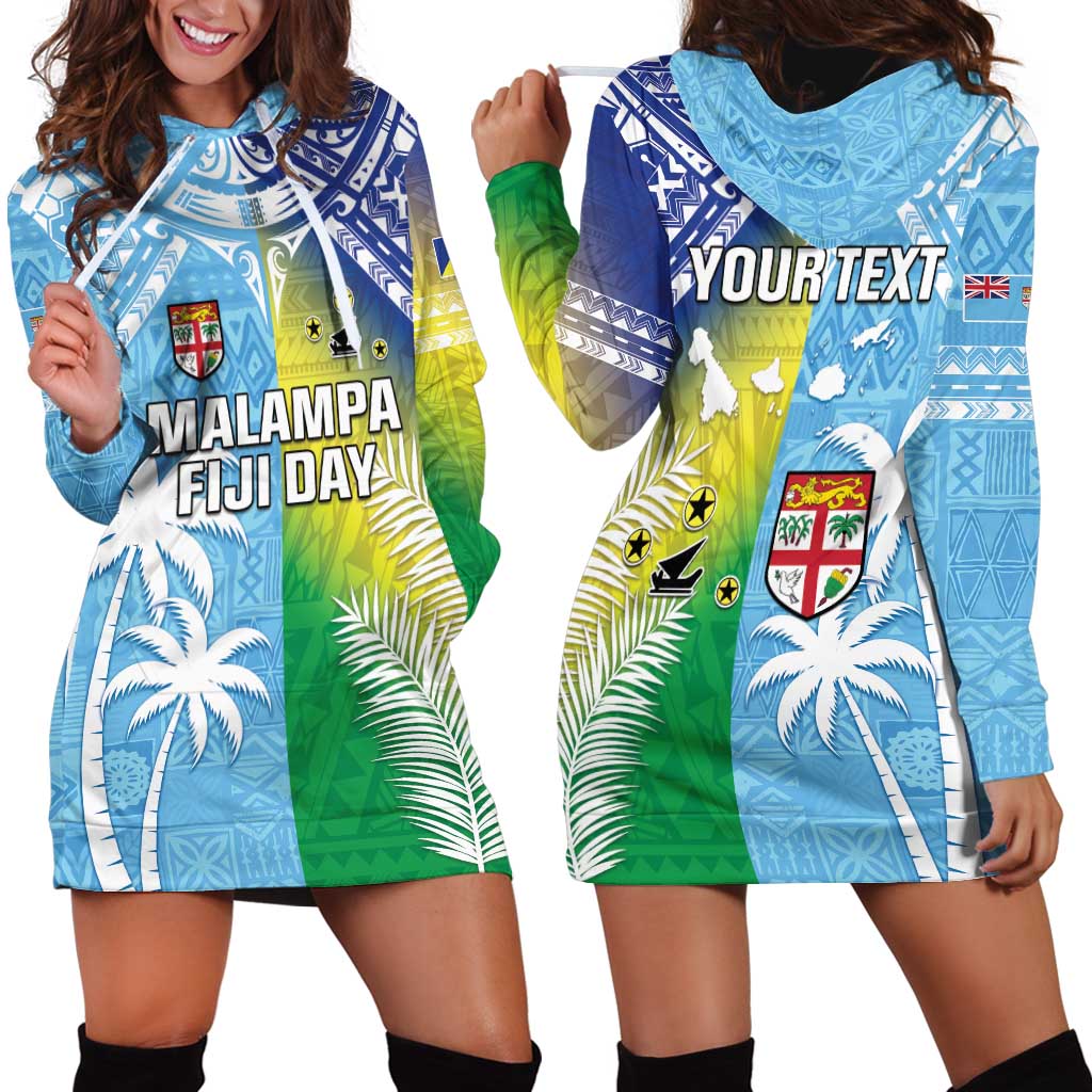 Personalised Happy Malampa Fiji Day Hoodie Dress Half Mix Style LT05 - Polynesian Pride
