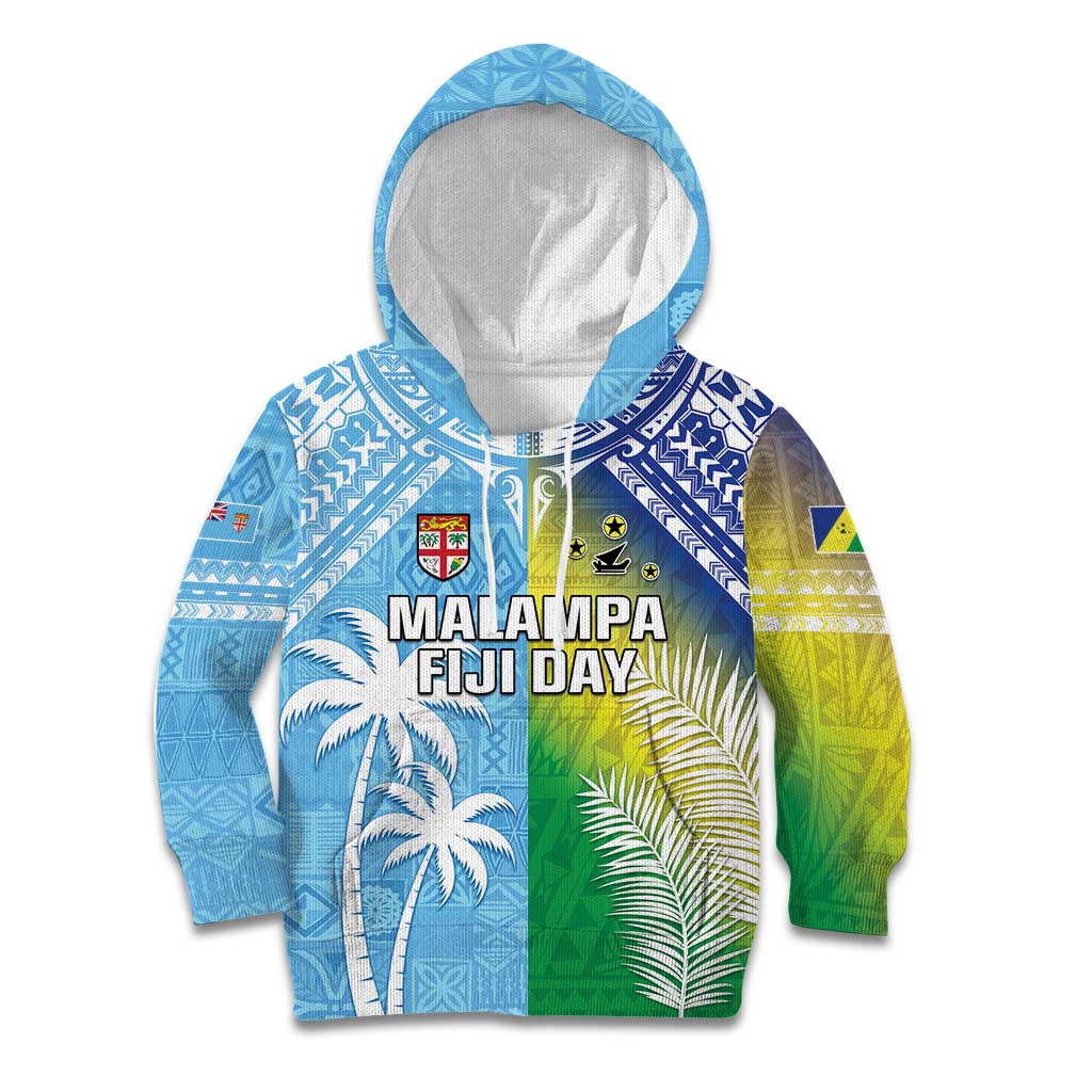 Personalised Happy Malampa Fiji Day Kid Hoodie Half Mix Style